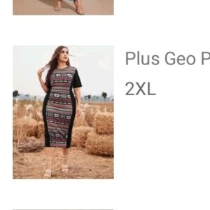 2/$20 Geo Print Plus Size Dress 2X